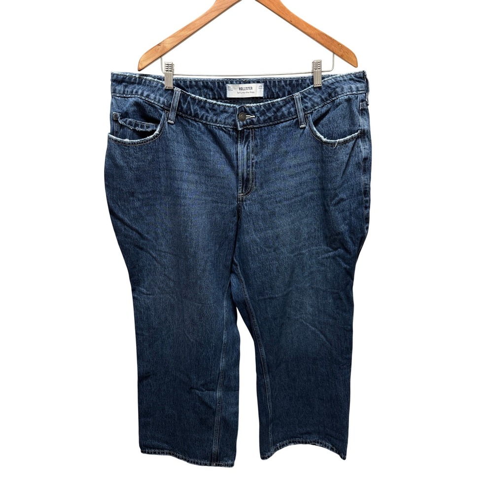 Hollister Jeans Women 18S Blue Curvy Mid-Rise Baggy Denim Short Relaxed‎ Fit